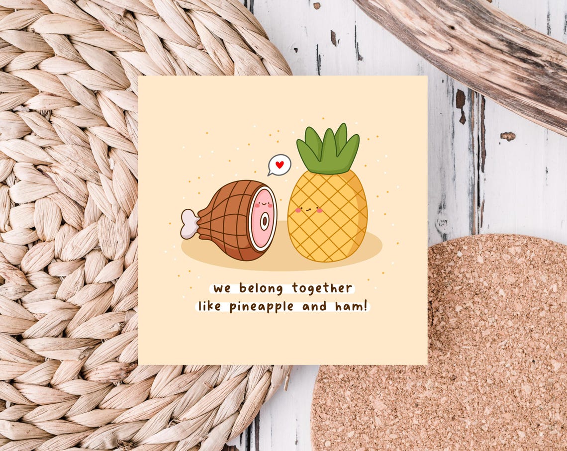 Kawaii We Belong Together Like Pineapple and Ham Pun Love Print - Image 5