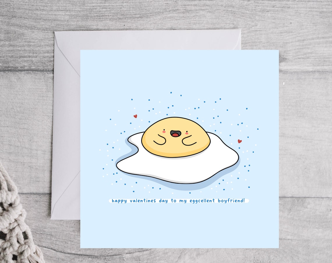 Cute Fried Egg Pun Valentine Card for Eggcellent Boyfriend Poster - Image 2