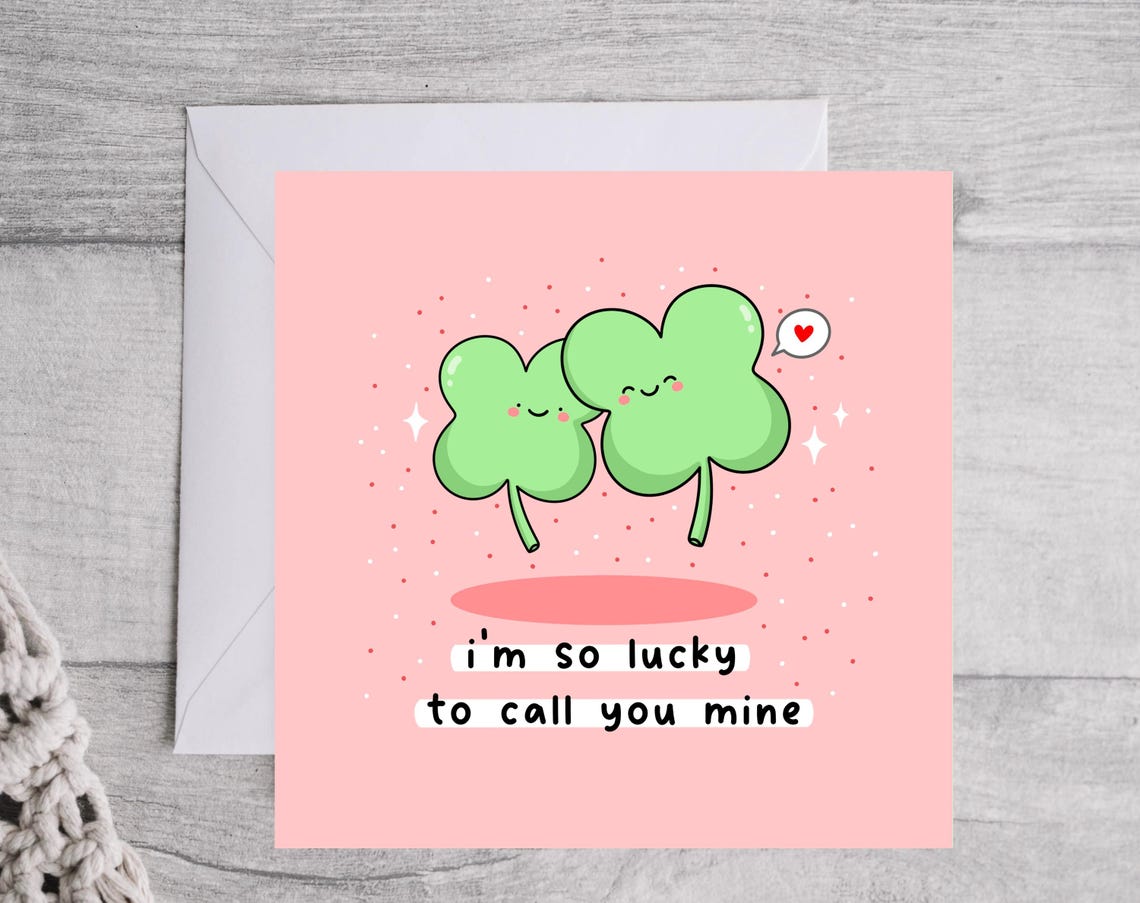I'm So Lucky to Call You Mine Clover Kawaii Love Card Poster - Image 2