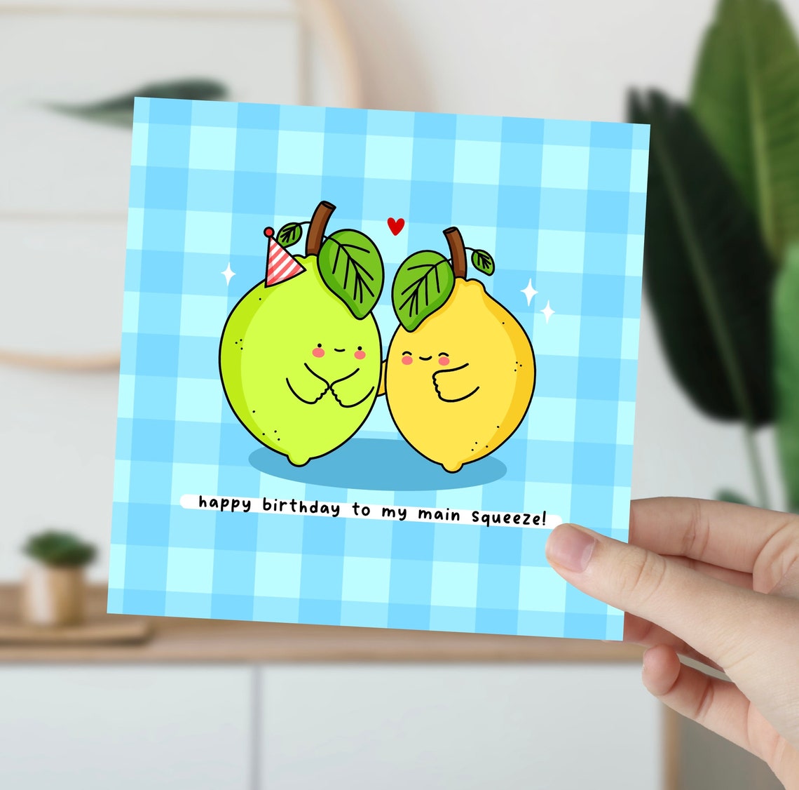 Kawaii Happy Birthday to My Main Squeeze Lemon Lime Pun Print - Image 2