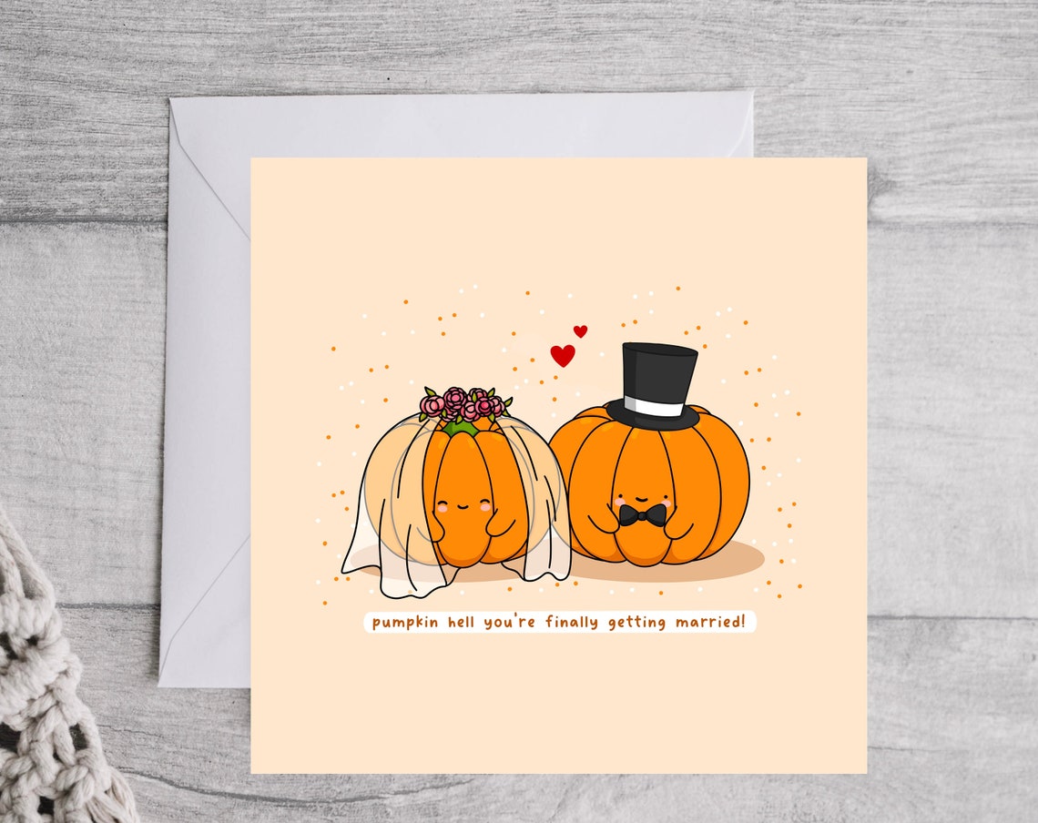 Pumpkin Bride And Groom Finally Getting Married Funny Pun Wall Art - Image 4