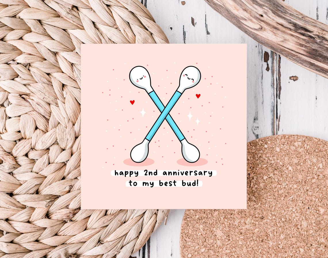 Crossed Cotton Buds Happy 2nd Anniversary To My Best Bud Wall Art - Image 4