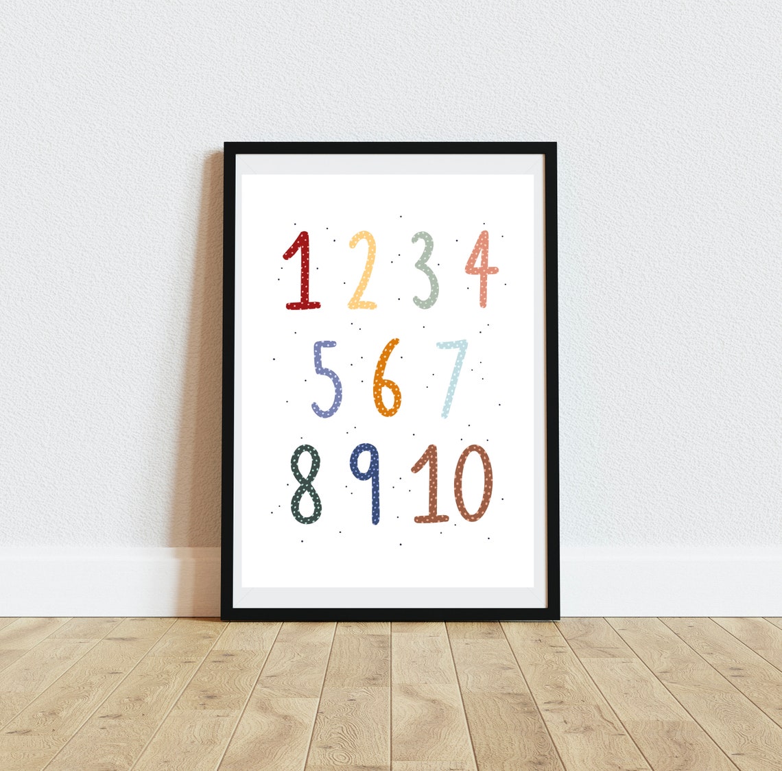 Colourful Rainbow Numbers 1 to 10 Nursery Educational Art Print - Image 4