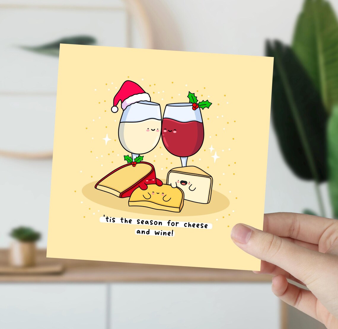 Cheese and Wine Christmas Poster, Punny Holiday Art - Image 5