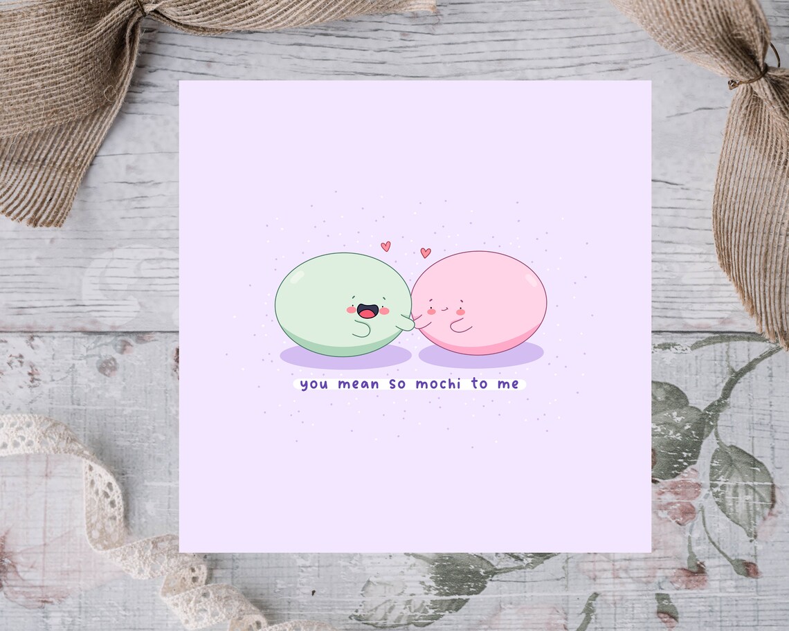 Kawaii Mochi Couple You Mean So Mochi To Me Love Pun Art Print - Image 2