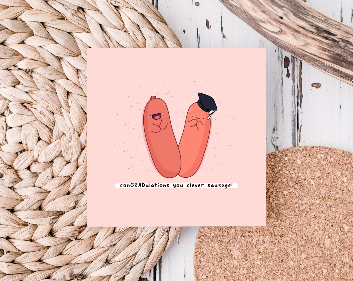 Sausage Duo Graduation Cap ConGRADulations Clever Sausage Wall Art - Image 3