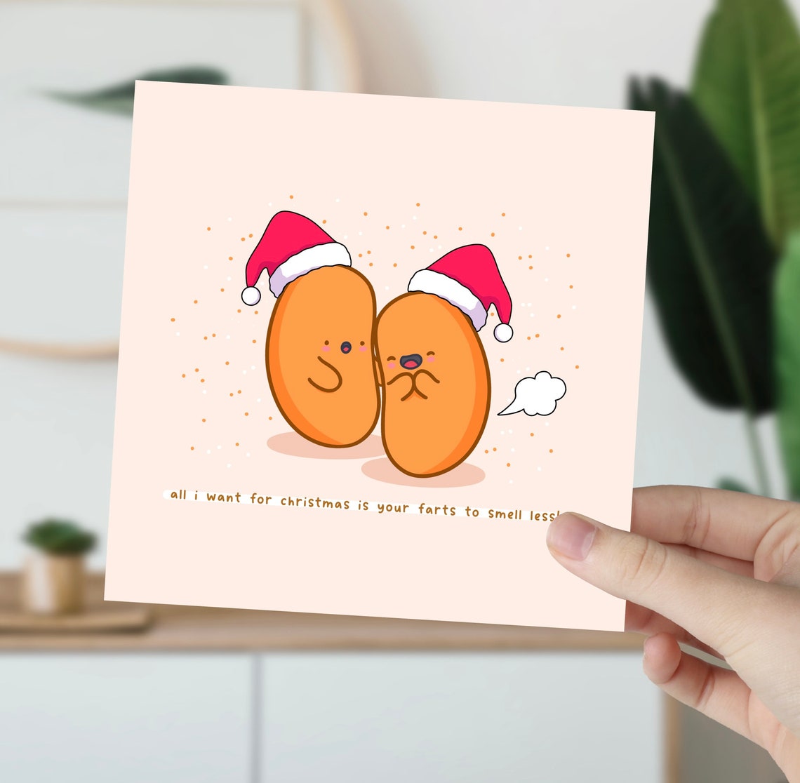 Baked Beans Santa Hats Funny Christmas Farts Card Rude Print - Image 5