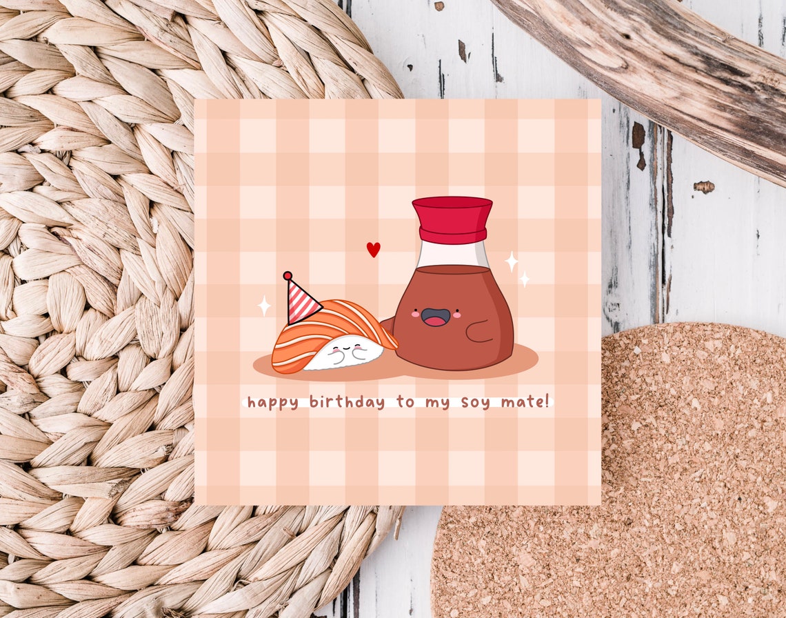 Kawaii Sushi Soy Sauce Bottle Happy Birthday Soy Mate Wall Art - Image 5