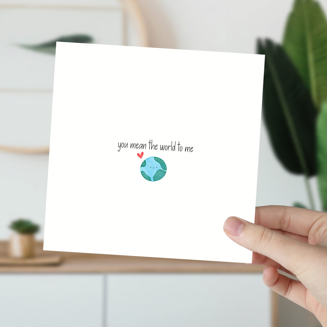 You Mean The World To Me Cute Earth Anniversary Card Wall Art - Image 2