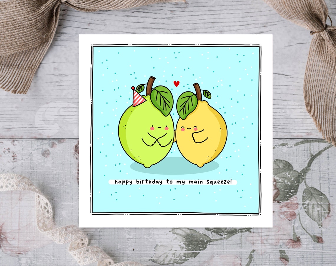 Kawaii Lemon Lime Birthday Pun Poster with Main Squeeze Hugging - Image 3