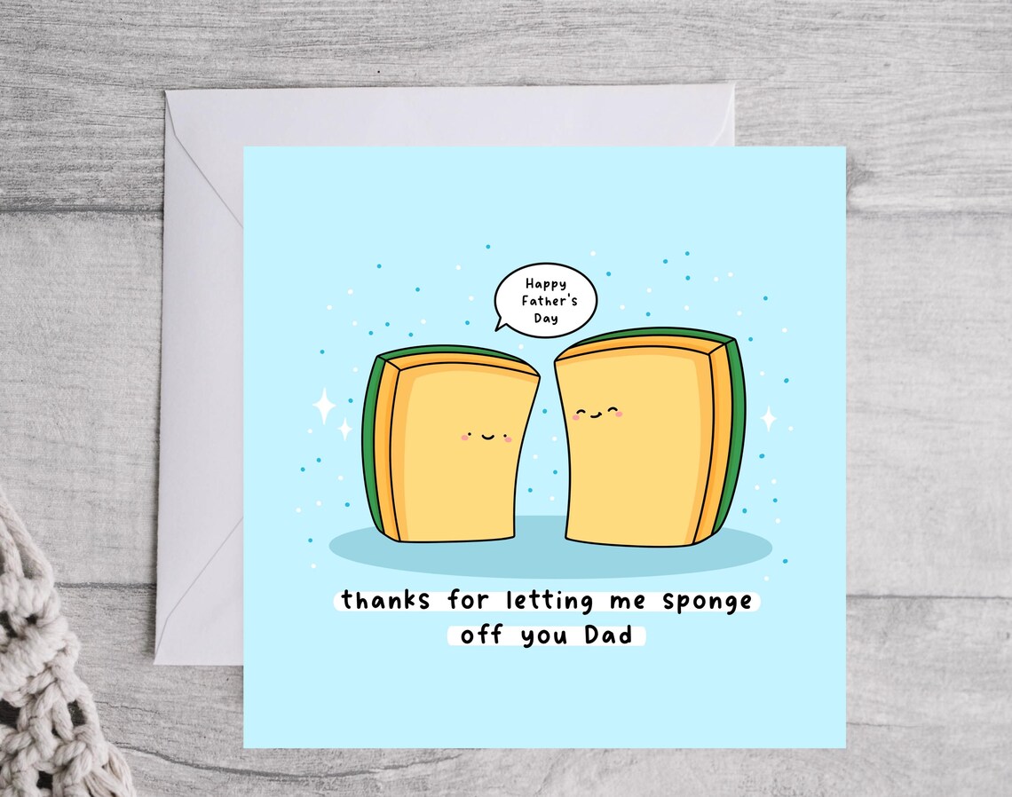 Kawaii Sponge Fathers Day Pun Poster with Sponge Off You Dad - Image 5