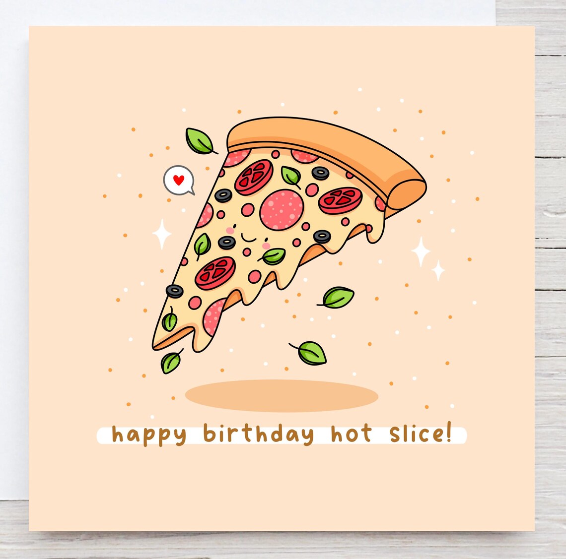 Happy Birthday Hot Slice Cute Pizza Pun Poster Print