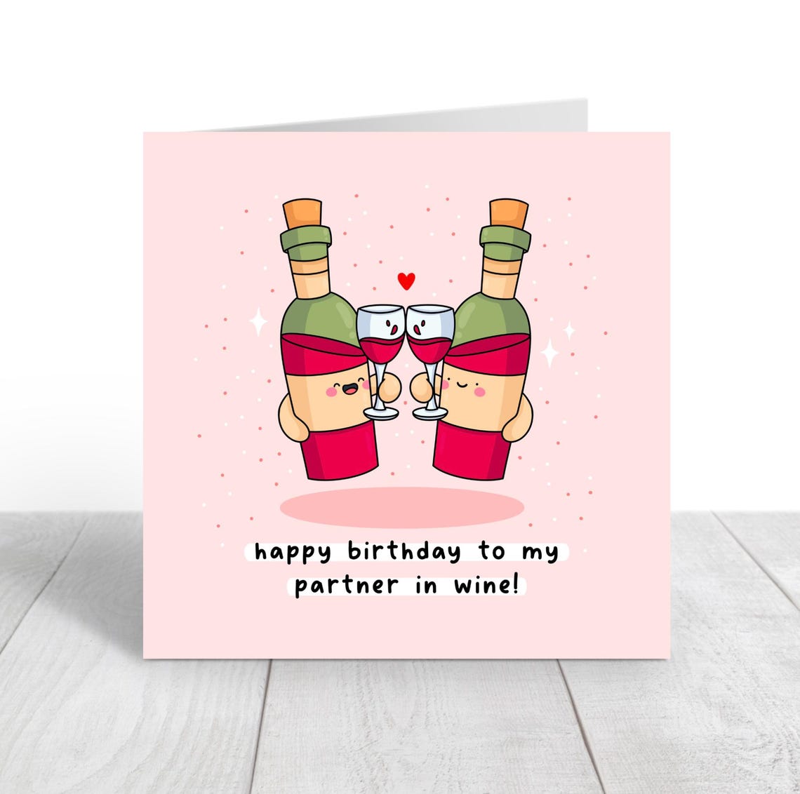 Happy Birthday To My Partner In Wine Funny Illustrated Card Print - Image 4