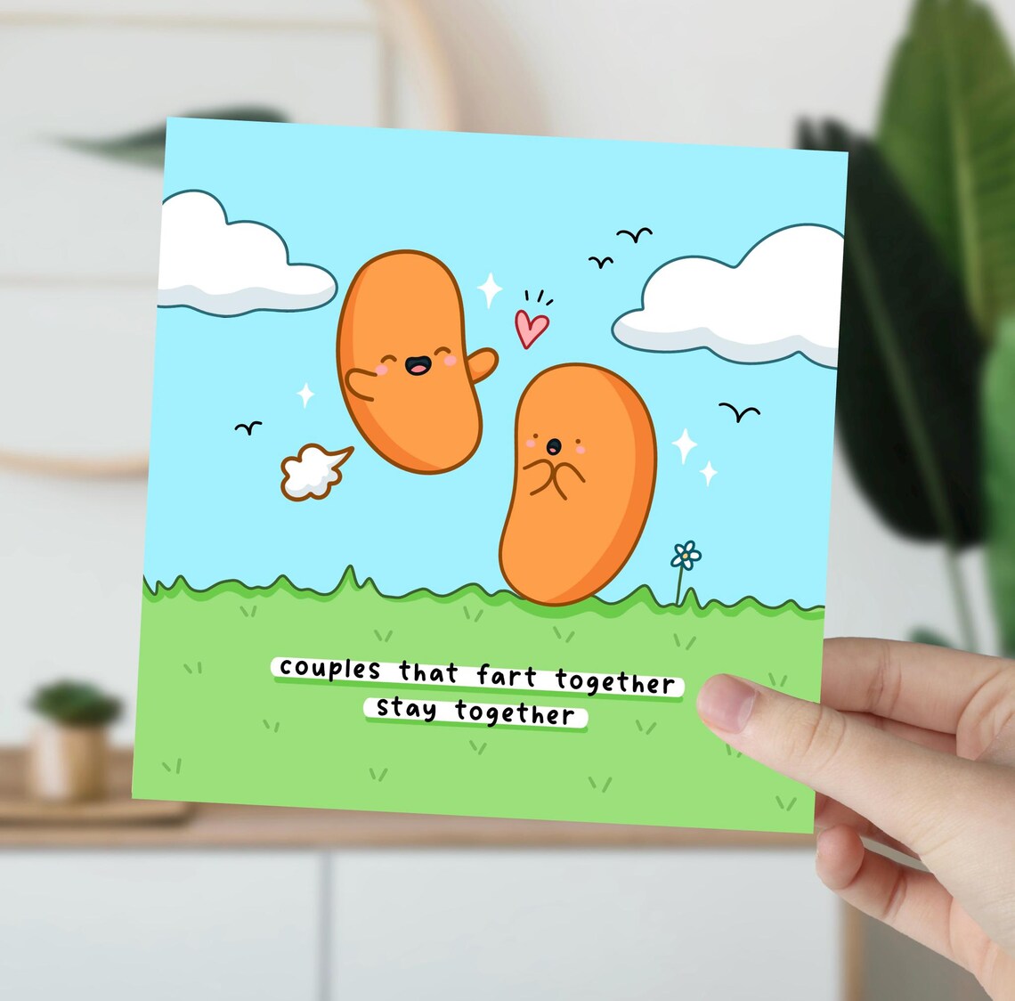 Cheeky Kawaii Bean Couple Fart Together Stay Together Funny Poster - Image 3