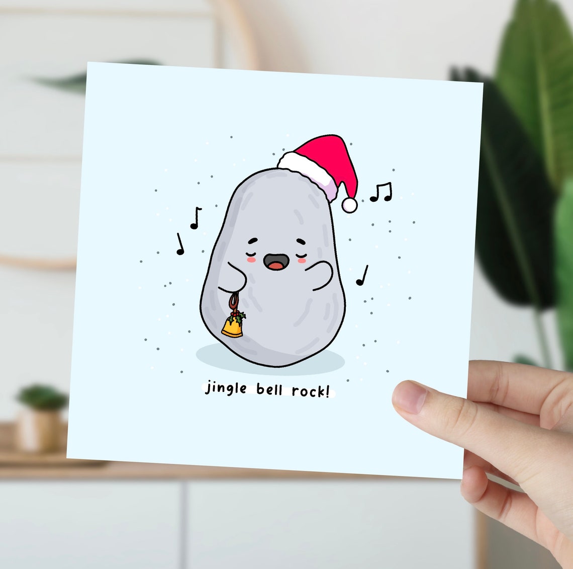Jingle Bell Rock Singing Stone Christmas Illustrated Card Print - Image 6
