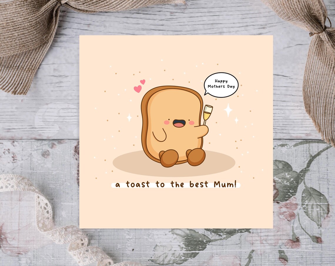 Kawaii A Toast to the Best Mum Champagne Pun Mothers Day Print - Image 2