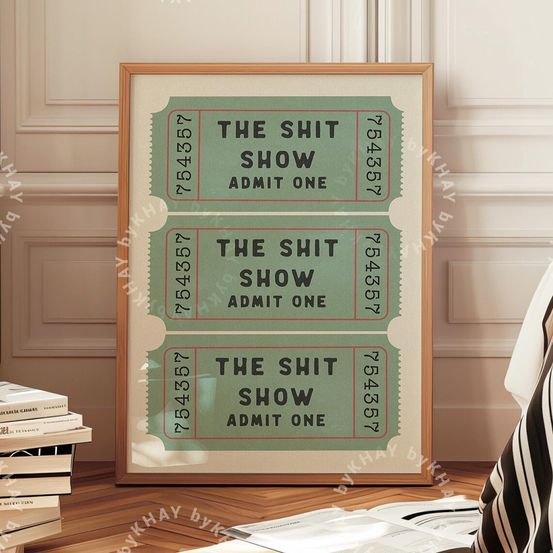 Shit Show Ticket Retro Sage Green Poster Print
