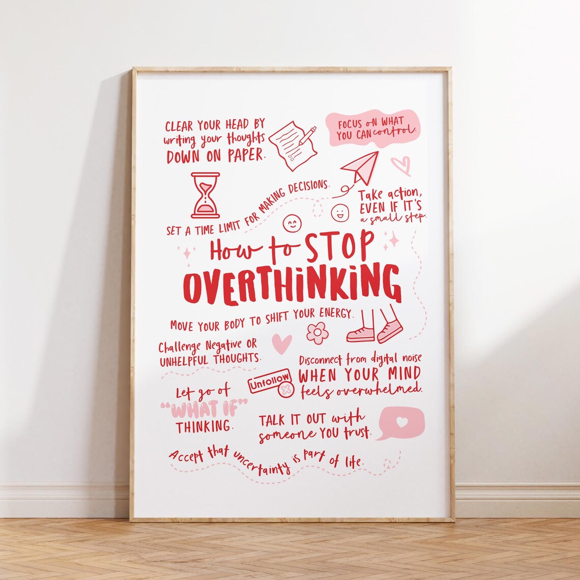 How To Stop Overthinking, Mindfulness Reminder Print