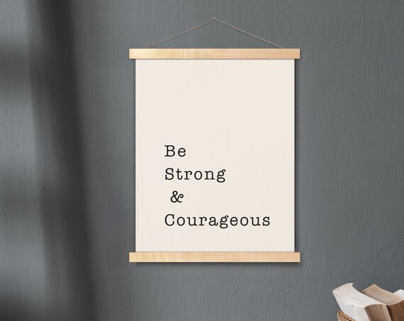 Be Strong And Courageous Joshua 19 Hanging Canvas Bible Verse Wall Art Scripture Poster Minimalist Print