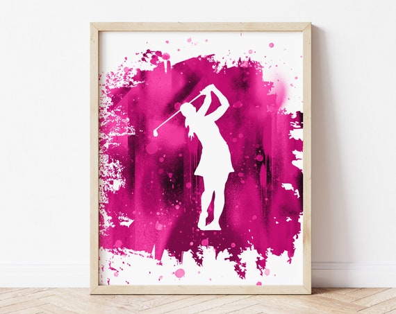 Golf Art Girls Poster Golfer Decor Framed Or Unframed Gift Wall Room