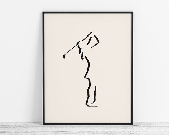 Minimalist Golf Art Modern Girls Poster Golfer Gift Abstract Wall Room Decor