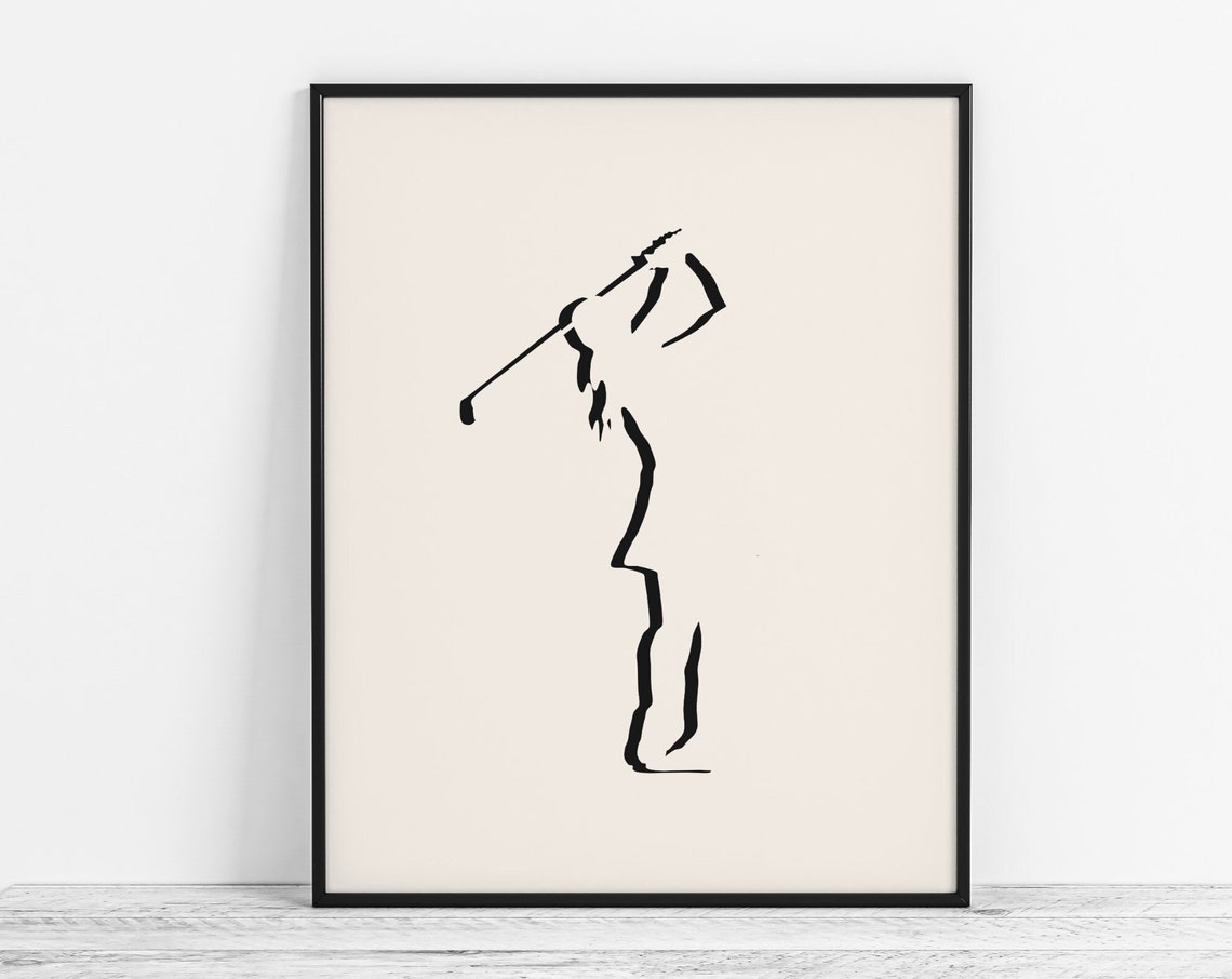 Minimalist Golf Art Modern Girls Poster Golfer Gift Abstract Wall Room Decor
