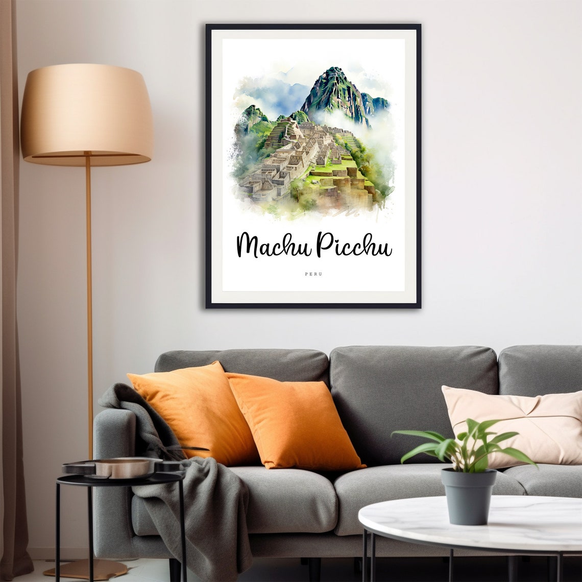Machu Picchu Peru Ancient Inca Citadel Ruins Watercolor Poster - Image 4