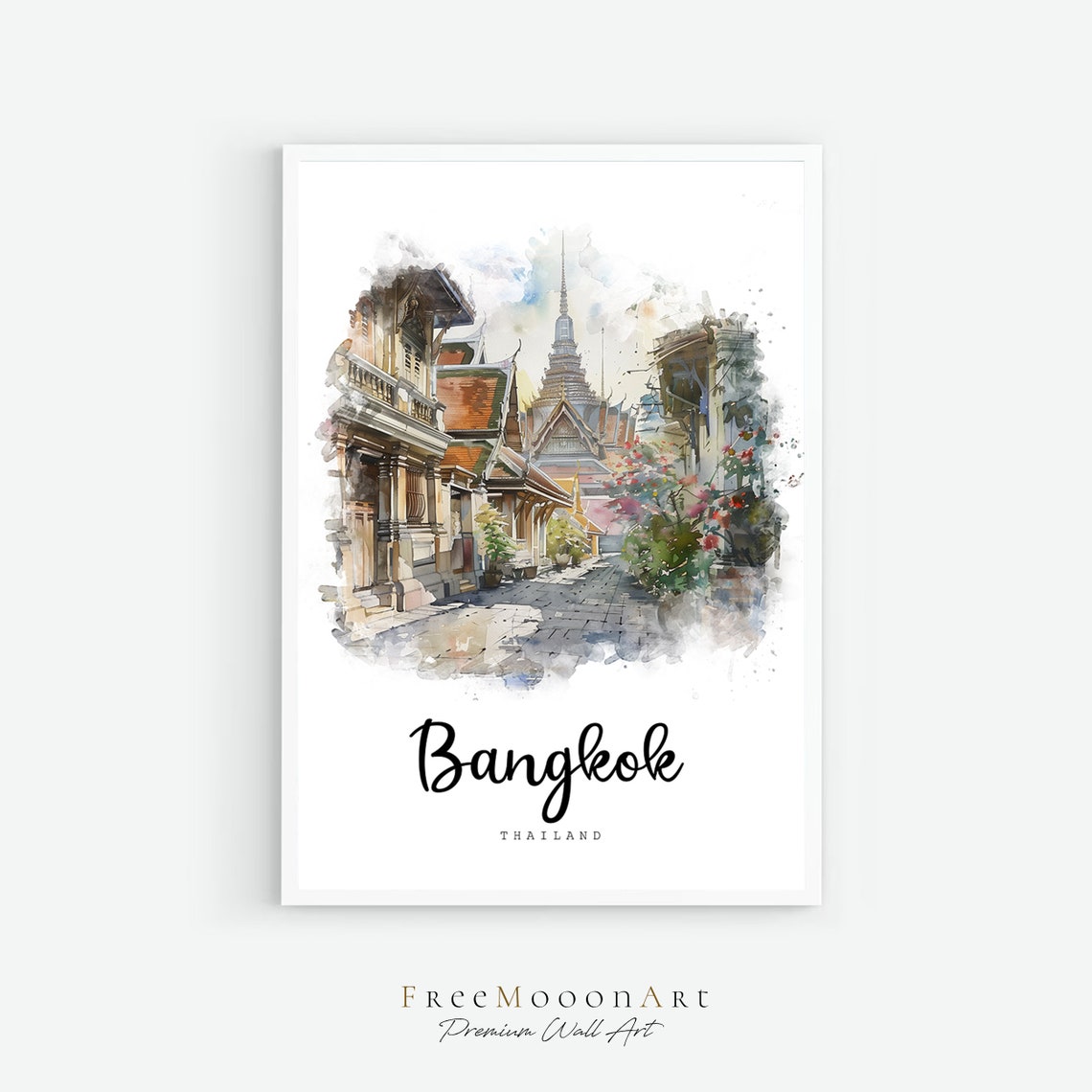 Bangkok Thailand Travel Poster Bangkok City Print Thailand Wall Art Travel Prints Art Watercolor Painting Asia Travel Gift