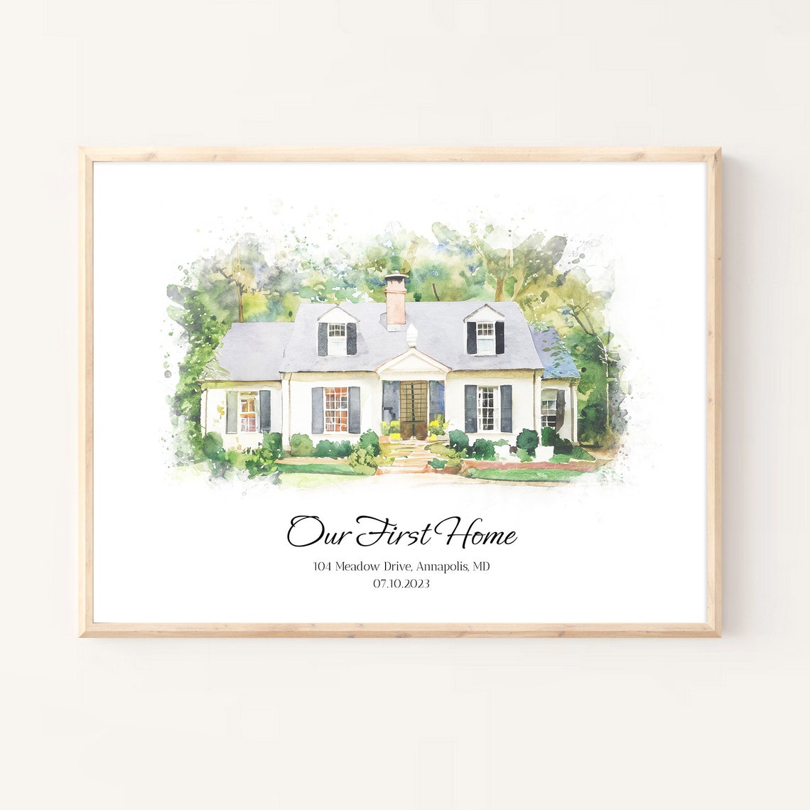 Our First Home Custom House Watercolor Portrait Keepsake Poster