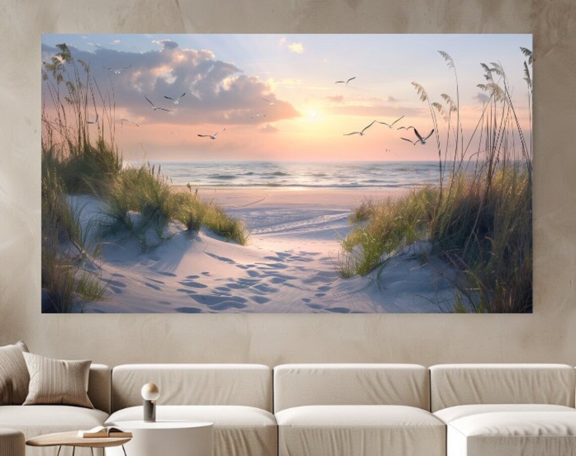 Beach Scene Birds Art Print, Nature Home Decor