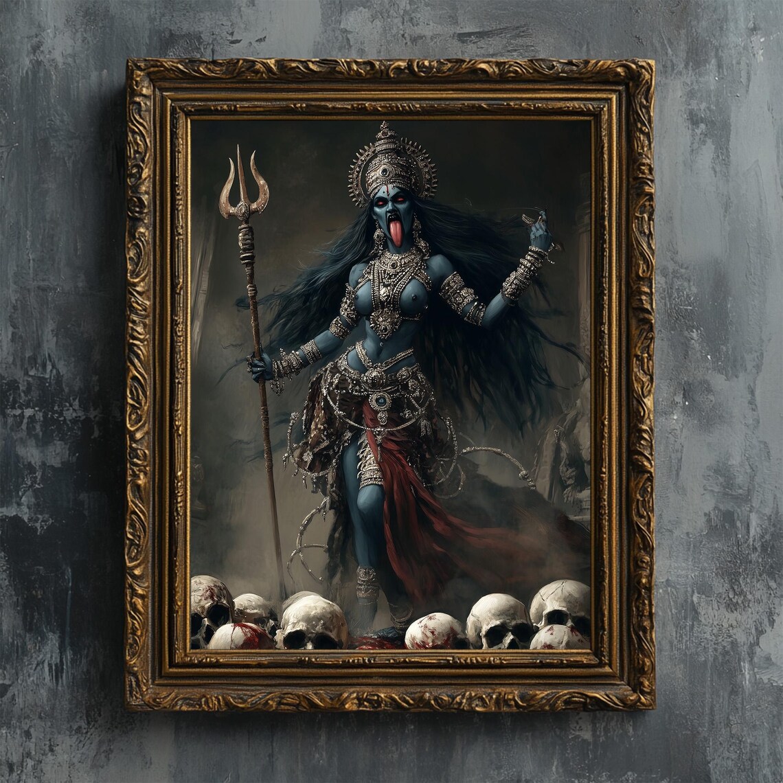 Kali Indian Goddess Art Print, Pagan Warrior