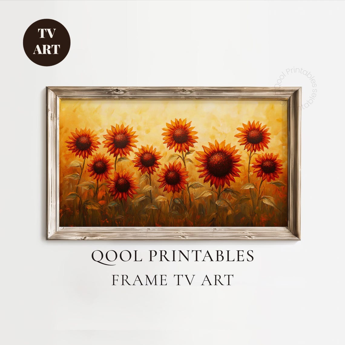 Sunflower Art Frame Tv Impressionist Floral Fall Display Cute Computer Wallpaper