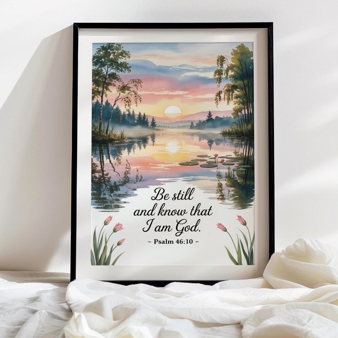 Be Still And Know That I Am God Wall Art Psalm 4610 Scripture Christian Bible Verse Decor Peaceful
