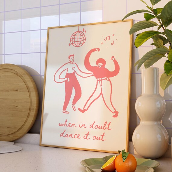 When In Doubt Dance It Out Retro Pink Disco Dancing Quote Poster