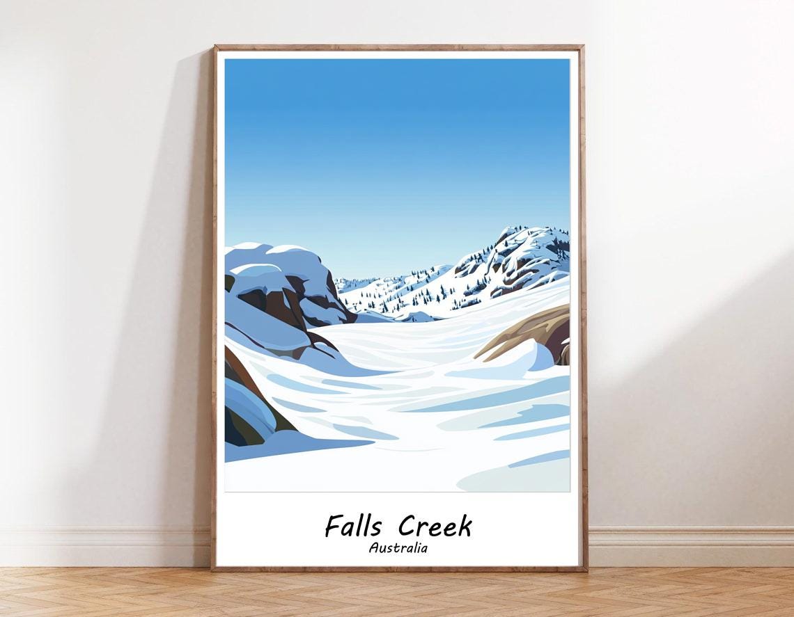 Falls Creek Australia Snowy Mountain Stream Sunset Travel Poster - Image 2