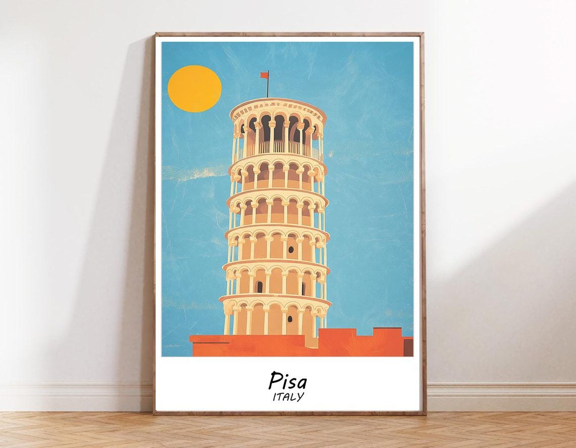 Pisa Travel Art Poster Print Italy Tourist Poster Wall Home Decor Artwork Traveler Wall Decor Travelers Art Gift Art Of Italy - Image 3