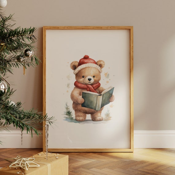 Teddy Bear Nursery Decor Christmas Print Christmas Nursery Print Christmas Wall Decor Teddy Bear Nursery Wall Art