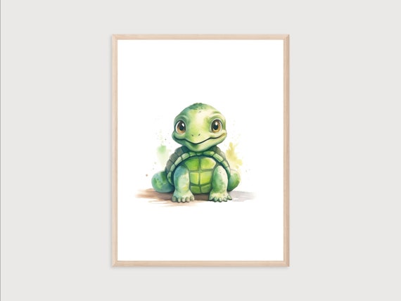 Baby Turtle Print Watercolor Turtle Print Nursery Animal Print Watercolor Wall Art Nursery Wall Art Kids Room Decor