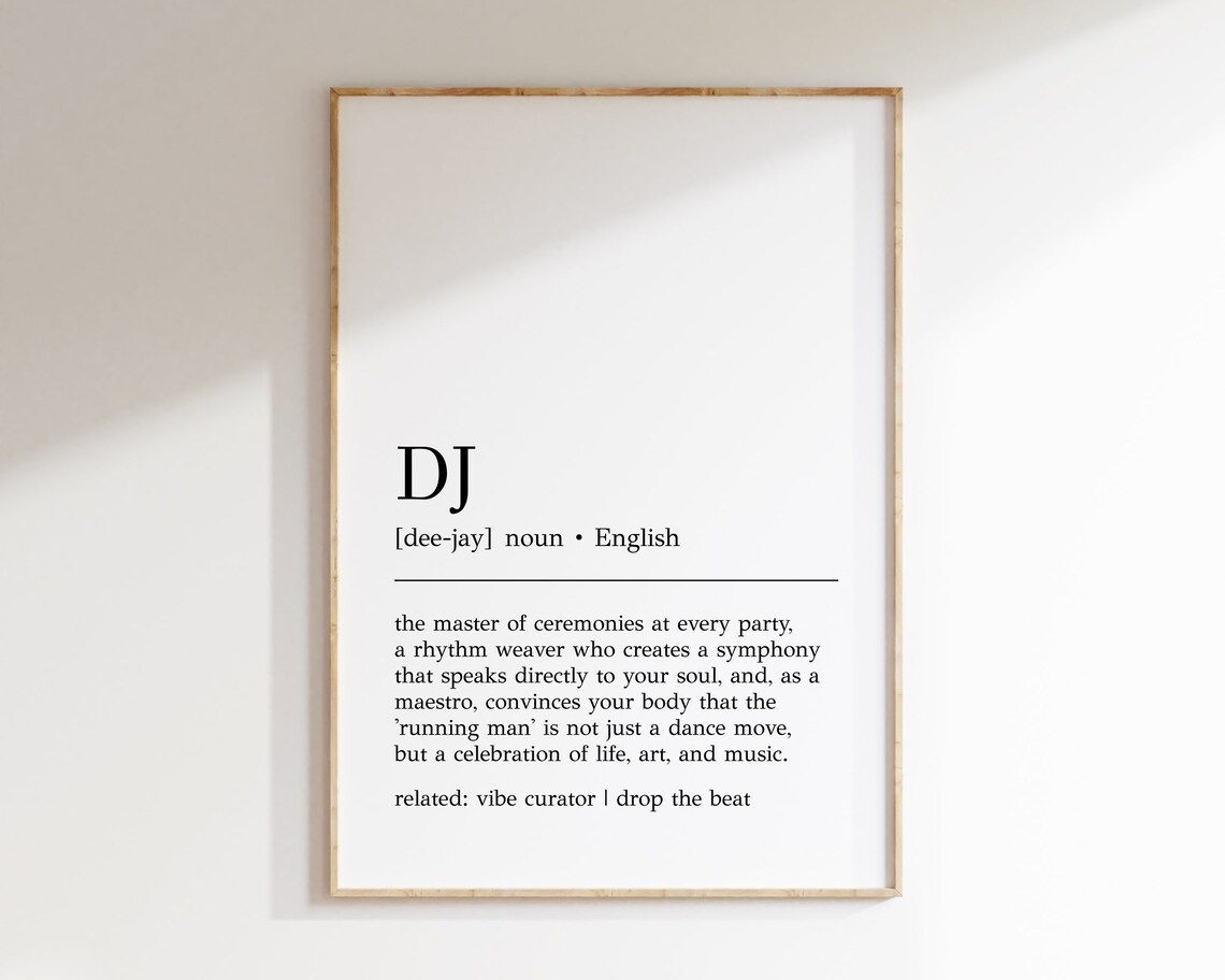 DJ Definition Typography Art Print, Gift for DJs