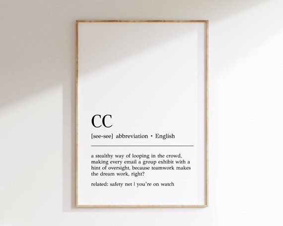 Cc Definition Print Funny Office Wall Art Cc Decor Cc Sign Home Office Wall Art Cc Print Cubicle Decor Print