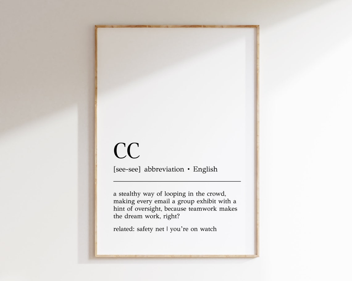Cc Definition Print Funny Office Wall Art Cc Decor Cc Sign Home Office Wall Art Cc Print Cubicle Decor Print
