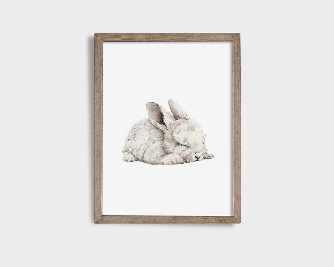 Sleeping Arctic Hare Print Arctic Nursery Decor Arctic Nursery Print Hare Nursery Decor Cute Sleeping Animal Nursery Wall Art