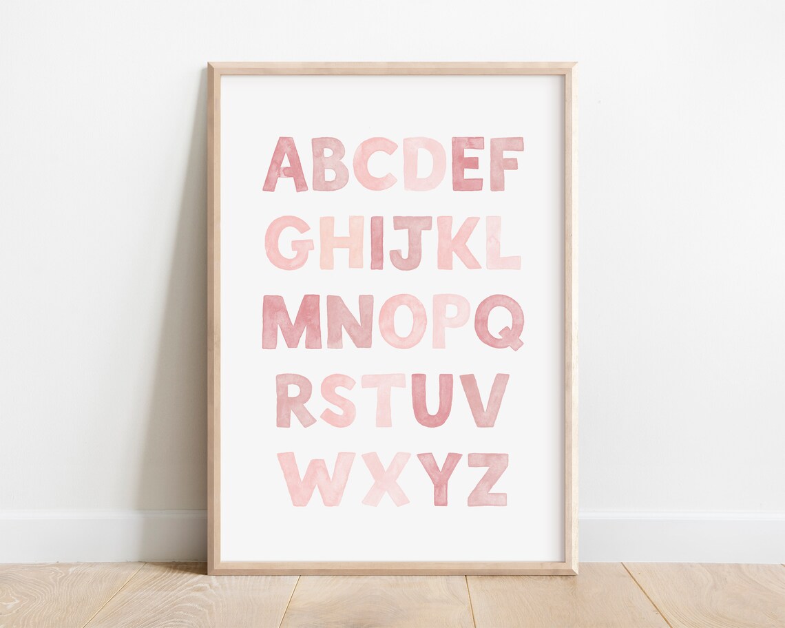 Pink Alphabet Print, Educational Nursery Poster