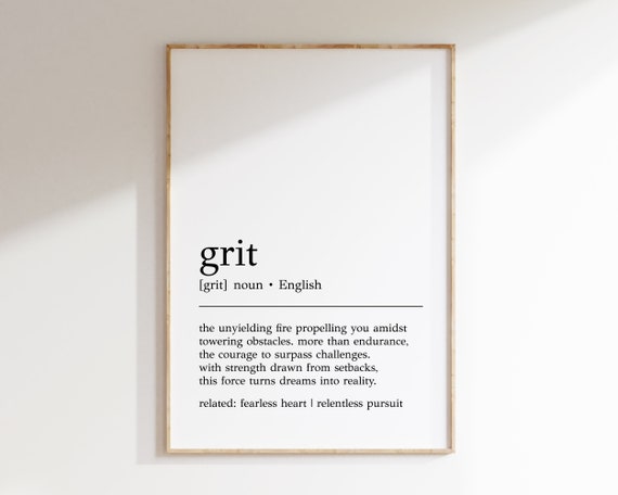 Grit Definition Print Grit Wall Art Motivational Wall Decor Print Definition Wall Art Inspirational Decor Grit Poster