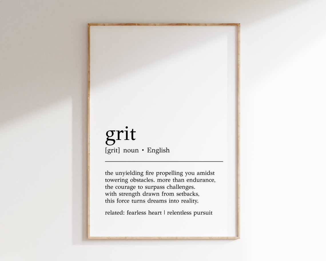 Grit Definition Print Grit Wall Art Motivational Wall Decor Print Definition Wall Art Inspirational Decor Grit Poster