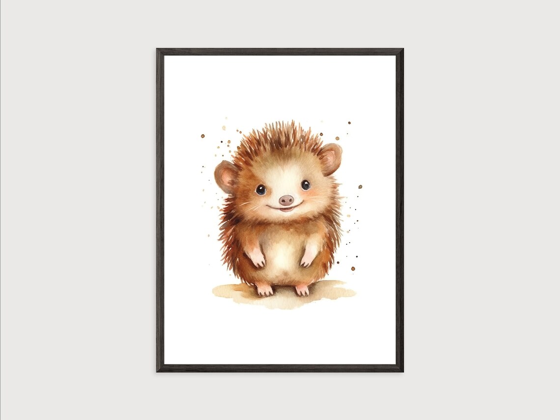 Baby Hedgehog Watercolor Nursery Art Print - Image 2