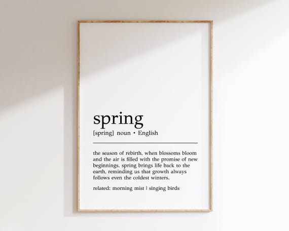 Spring Definition Print Minimalist Decor Spring Wall Art Minimalist Wall Art Inspirational Print