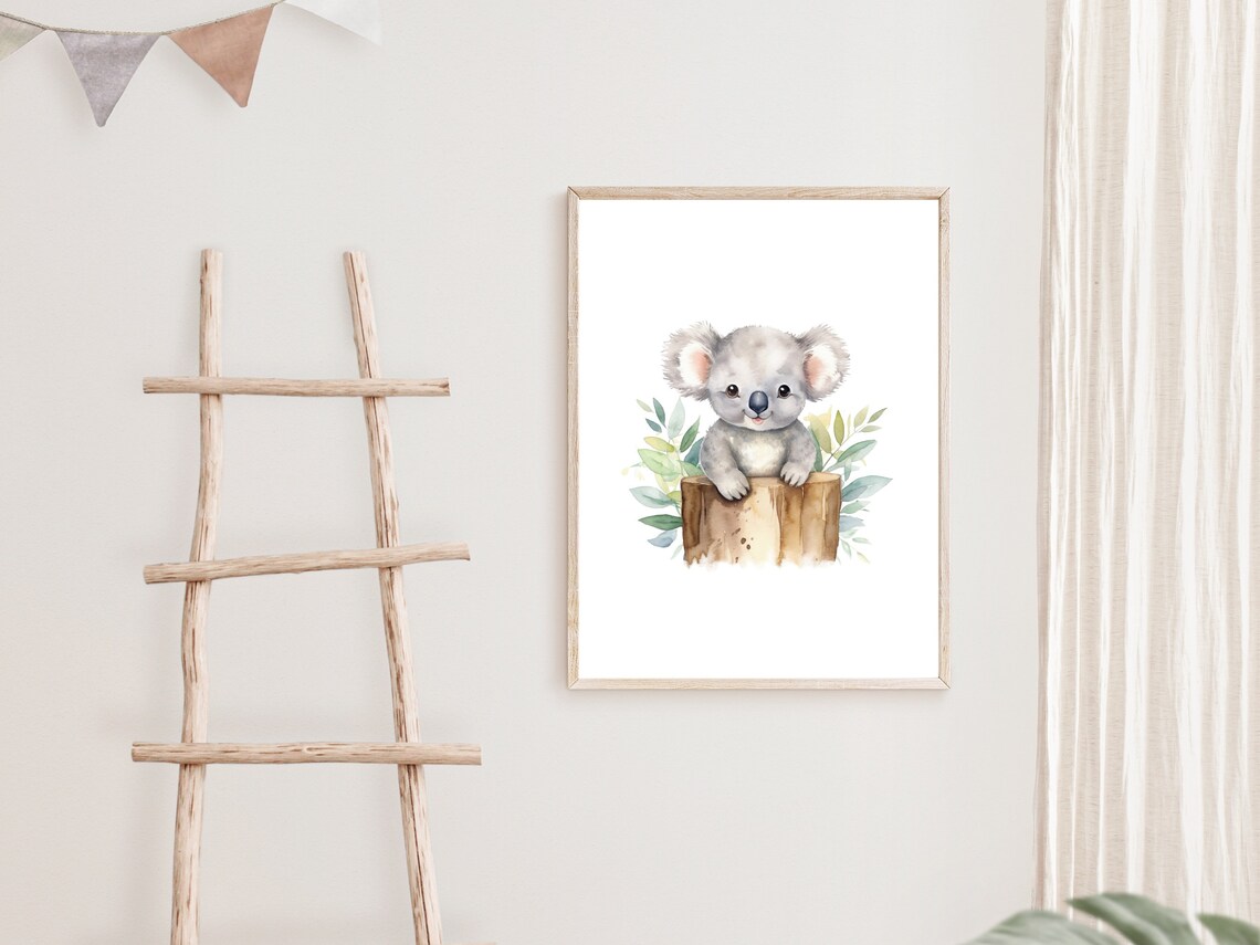 Baby Koala Watercolor Nursery Wall Art Print - Image 2