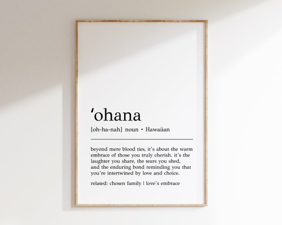 Ohana Definition Typography Art Print, Hawaiian Decor
