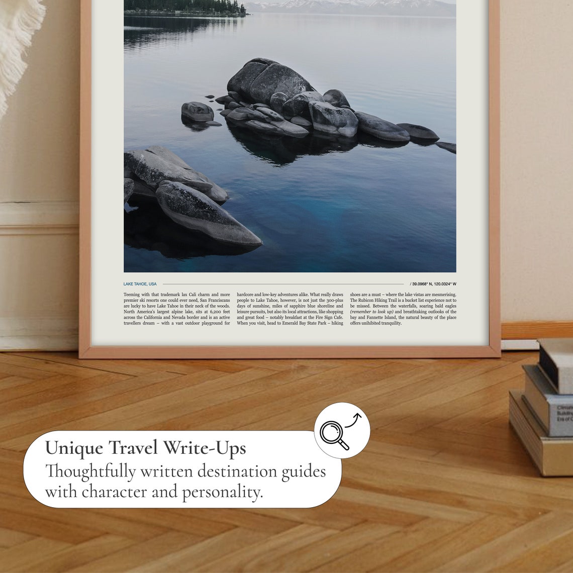 Lake Tahoe USA Serene Shoreline Rocks Mountain View Photo Poster - Image 2